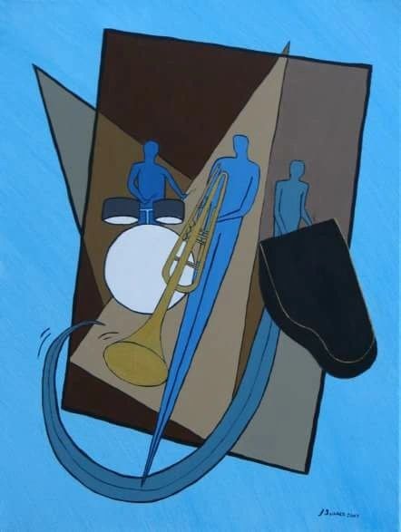 Suaman painting — colorful musician